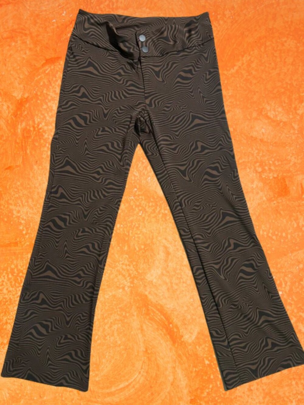 Size L Patterned Brown Flare Pants